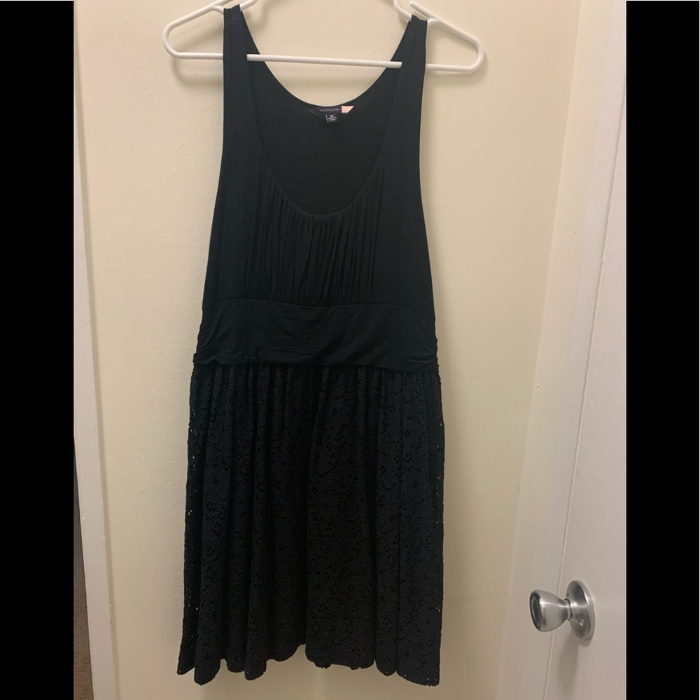 Simple knit little black dress with textured skirt